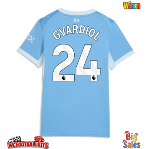 Manchester City Josko Gvardiol #24 Replica Home Stadium Shirt for Women 2026-27 Short Sleeve
